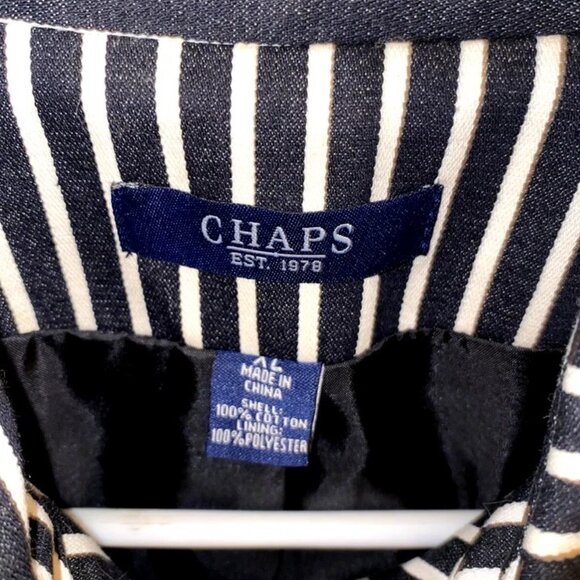 NWT CHAPS Nautical Black and White Stripe Blazer Ralph Lauren Beverly Hills XL - Picture 5 of 8